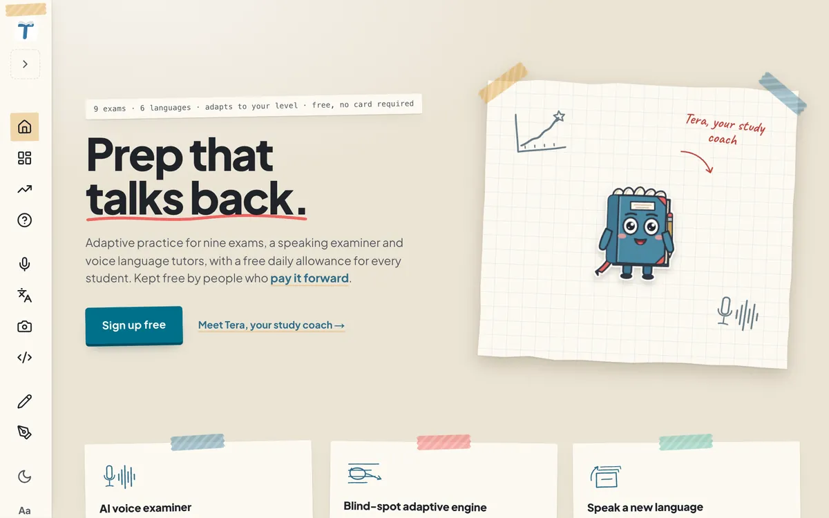 The home page: prep that talks back.